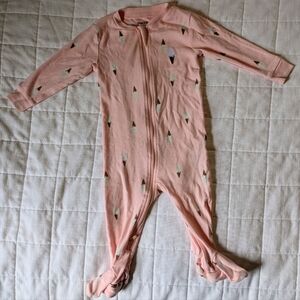 Pekkle Pink Ice Cream Print Kids One Piece Organic Cotton - 9M